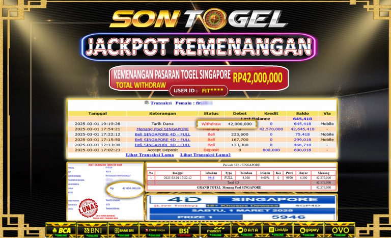 Bukti JP Sontogel kemenangan berapapun akan dibayarkan tuntas tanpa kekurangna sepersenpun langsung saja bermain disitus kami