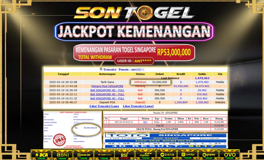 Bukti JP Sontogel kemenangan berapapun akan dibayarkan tuntas tanpa kekurangna sepersenpun langsung saja bermain disitus kami