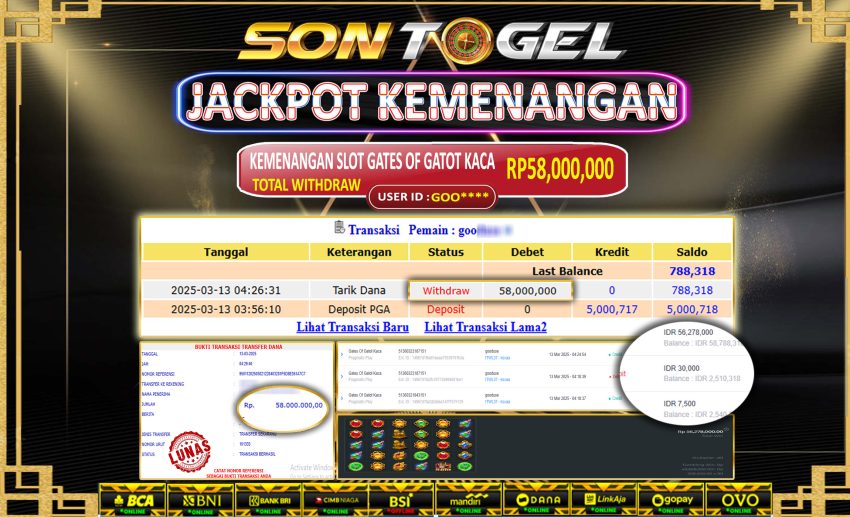 Bukti JP Sontogel kemenangan berapapun akan dibayarkan tuntas tanpa kekurangna sepersenpun langsung saja bermain disitus kami