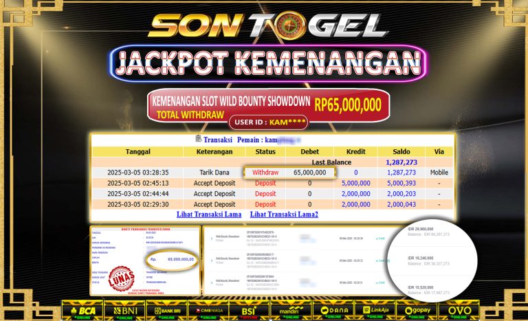 Bukti JP Sontogel kemenangan berapapun akan dibayarkan tuntas tanpa kekurangna sepersenpun langsung saja bermain disitus kami