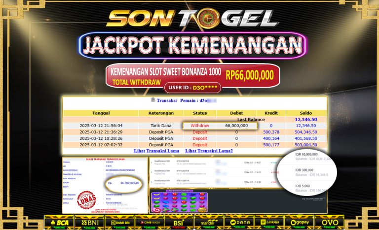 Bukti JP Sontogel kemenangan berapapun akan dibayarkan tuntas tanpa kekurangna sepersenpun langsung saja bermain disitus kami