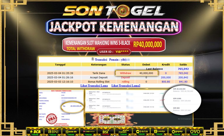 Bukti JP Sontogel kemenangan berapapun akan dibayarkan tuntas tanpa kekurangna sepersenpun langsung saja bermain disitus kami