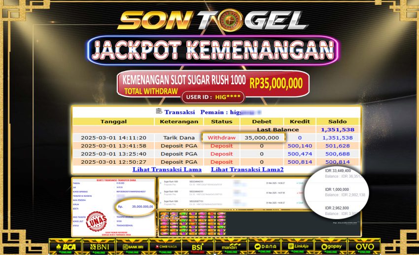 Bukti JP Sontogel kemenangan berapapun akan dibayarkan tuntas tanpa kekurangna sepersenpun langsung saja bermain disitus kami