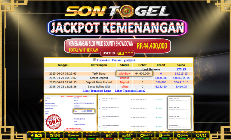 Bukti JP Sontogel kemenangan berapapun akan dibayarkan tuntas tanpa kekurangan sepersenpun langsung saja bermain disitus kami