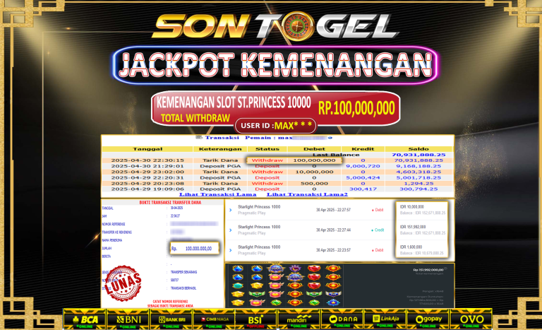 Bukti JP Sontogel kemenangan berapapun akan dibayarkan tuntas tanpa kekurangan sepersenpun langsung saja bermain disitus kami