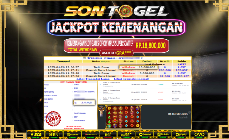 Bukti JP Sontogel kemenangan berapapun akan dibayarkan tuntas tanpa kekurangan sepersenpun langsung saja bermain disitus kami