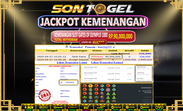 Bukti JP Sontogel kemenangan berapapun akan dibayarkan tuntas tanpa kekurangan sepersenpun langsung saja bermain disitus kami