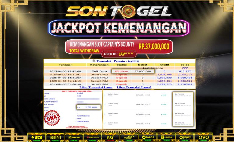 Bukti JP Sontogel kemenangan berapapun akan dibayarkan tuntas tanpa kekurangan sepersenpun langsung saja bermain disitus kami