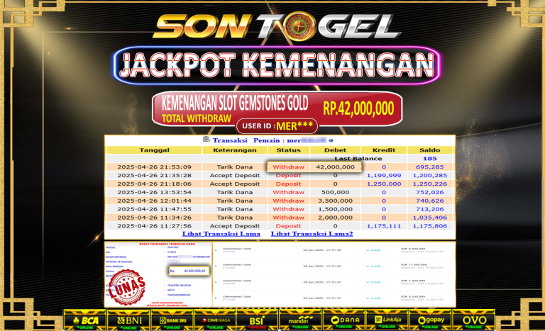 Bukti JP Sontogel kemenangan berapapun akan dibayarkan tuntas tanpa kekurangan sepersenpun langsung saja bermain disitus kami