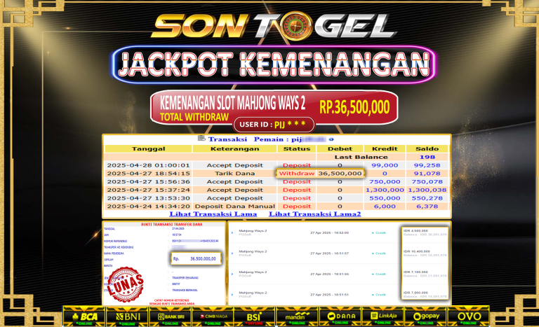 Bukti JP Sontogel kemenangan berapapun akan dibayarkan tuntas tanpa kekurangan sepersenpun langsung saja bermain disitus kami