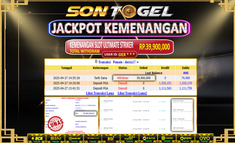 Bukti JP Sontogel kemenangan berapapun akan dibayarkan tuntas tanpa kekurangan sepersenpun langsung saja bermain disitus kami