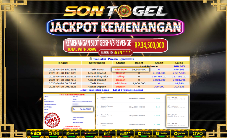 Bukti JP Sontogel kemenangan berapapun akan dibayarkan tuntas tanpa kekurangan sepersenpun langsung saja bermain disitus kami