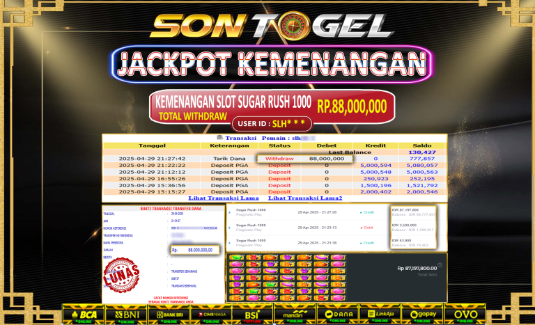 Bukti JP Sontogel kemenangan berapapun akan dibayarkan tuntas tanpa kekurangan sepersenpun langsung saja bermain disitus kami