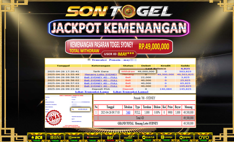 Bukti JP Sontogel kemenangan berapapun akan dibayarkan tuntas tanpa kekurangan sepersenpun langsung saja bermain disitus kami
