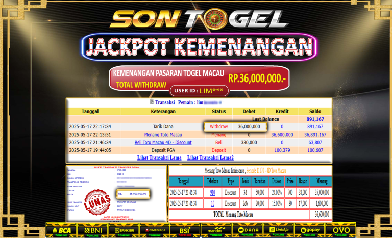 Bukti JP Sontogel kemenangan berapapun akan dibayarkan tuntas tanpa kekurangan sepersenpun langsung saja bermain disitus kami