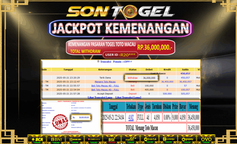 Bukti JP Sontogel kemenangan berapapun akan dibayarkan tuntas tanpa kekurangan sepersenpun langsung saja bermain disitus kami