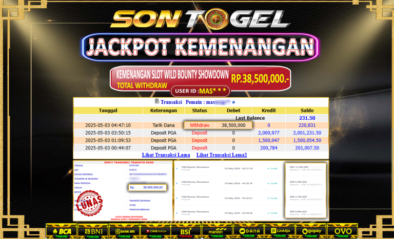 Bukti JP Sontogel kemenangan berapapun akan dibayarkan tuntas tanpa kekurangan sepersenpun langsung saja bermain disitus kami
