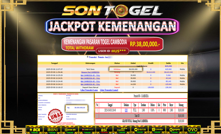 Bukti JP Sontogel kemenangan berapapun akan dibayarkan tuntas tanpa kekurangan sepersenpun langsung saja bermain disitus kami