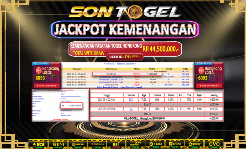 Bukti JP Sontogel kemenangan berapapun akan dibayarkan tuntas tanpa kekurangan sepersenpun langsung saja bermain disitus kami