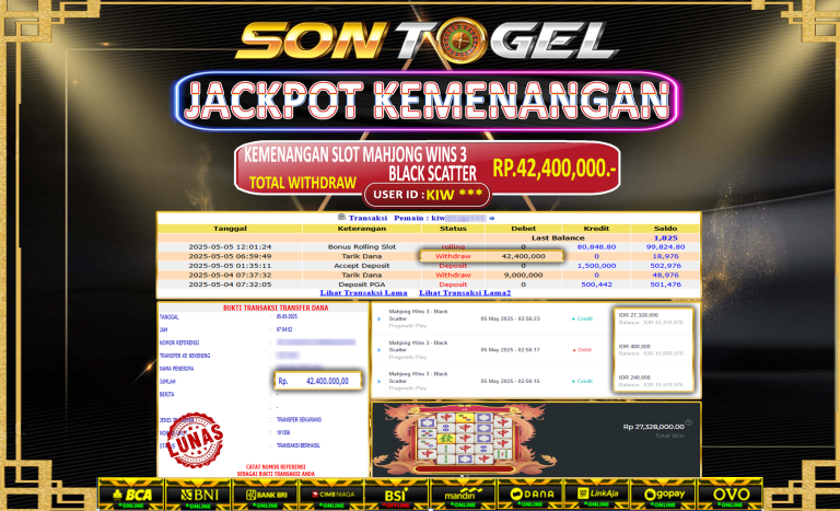 Bukti JP Sontogel kemenangan berapapun akan dibayarkan tuntas tanpa kekurangan sepersenpun langsung saja bermain disitus kami