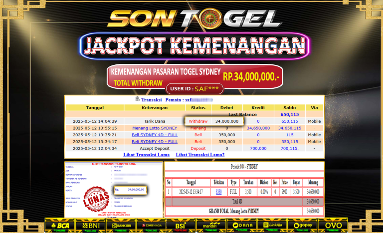 Bukti JP Sontogel kemenangan berapapun akan dibayarkan tuntas tanpa kekurangan sepersenpun langsung saja bermain disitus kami