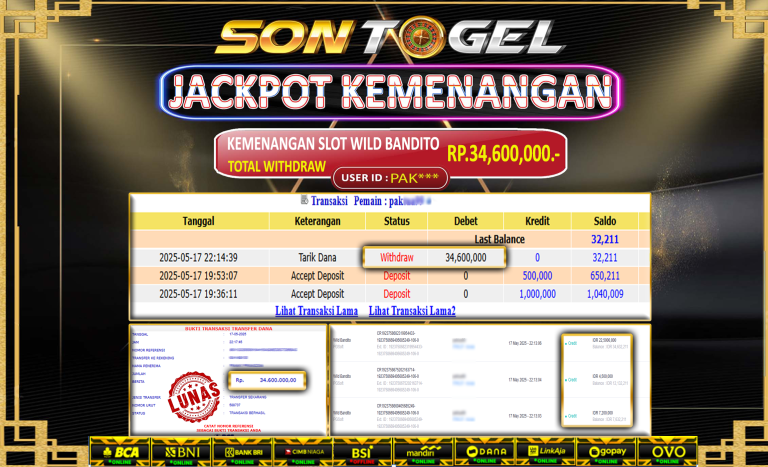 Bukti JP Sontogel kemenangan berapapun akan dibayarkan tuntas tanpa kekurangan sepersenpun langsung saja bermain disitus kami