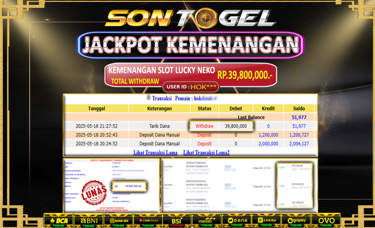 Bukti JP Sontogel kemenangan berapapun akan dibayarkan tuntas tanpa kekurangan sepersenpun langsung saja bermain disitus kami