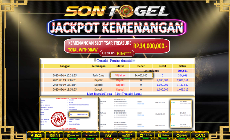 Bukti JP Sontogel kemenangan berapapun akan dibayarkan tuntas tanpa kekurangan sepersenpun langsung saja bermain disitus kami