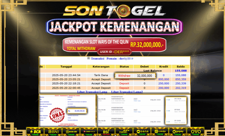 Bukti JP Sontogel kemenangan berapapun akan dibayarkan tuntas tanpa kekurangan sepersenpun langsung saja bermain disitus kami