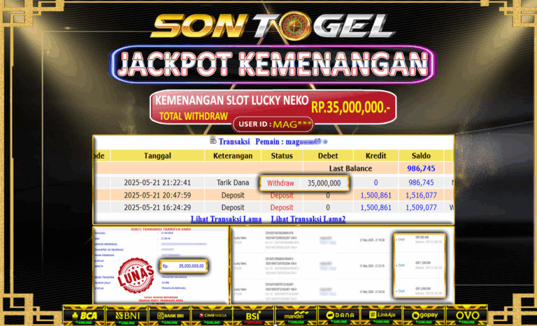 Bukti JP Sontogel kemenangan berapapun akan dibayarkan tuntas tanpa kekurangan sepersenpun langsung saja bermain disitus kami