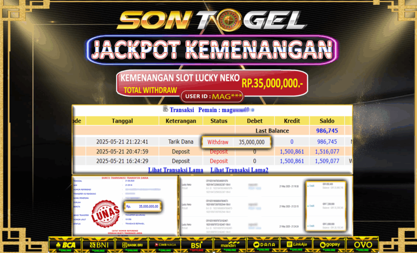 Bukti JP Sontogel kemenangan berapapun akan dibayarkan tuntas tanpa kekurangan sepersenpun langsung saja bermain disitus kami