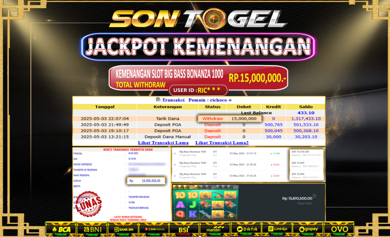 Bukti JP Sontogel kemenangan berapapun akan dibayarkan tuntas tanpa kekurangan sepersenpun langsung saja bermain disitus kami