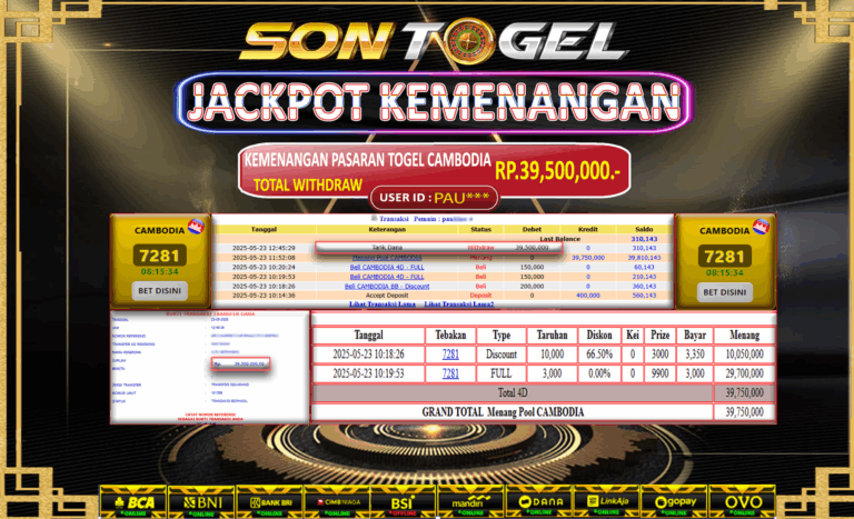 Bukti JP Sontogel kemenangan berapapun akan dibayarkan tuntas tanpa kekurangan sepersenpun langsung saja bermain disitus kami