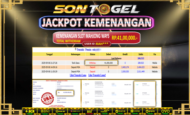 Bukti JP Sontogel kemenangan berapapun akan dibayarkan tuntas tanpa kekurangan sepersenpun langsung saja bermain disitus kami