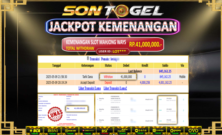Bukti JP Sontogel kemenangan berapapun akan dibayarkan tuntas tanpa kekurangan sepersenpun langsung saja bermain disitus kami