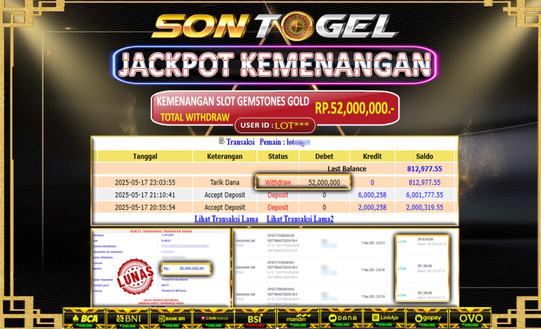 Bukti JP Sontogel kemenangan berapapun akan dibayarkan tuntas tanpa kekurangan sepersenpun langsung saja bermain disitus kami