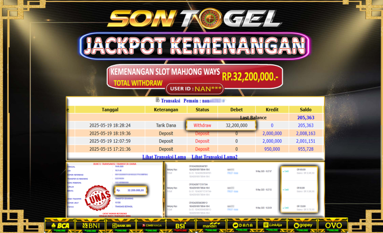 Bukti JP Sontogel kemenangan berapapun akan dibayarkan tuntas tanpa kekurangan sepersenpun langsung saja bermain disitus kami