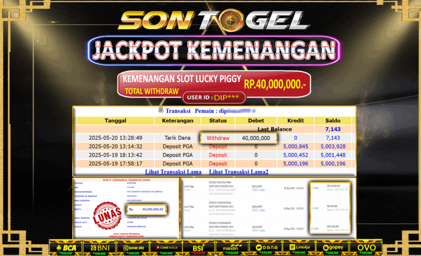 Bukti JP Sontogel kemenangan berapapun akan dibayarkan tuntas tanpa kekurangan sepersenpun langsung saja bermain disitus kami