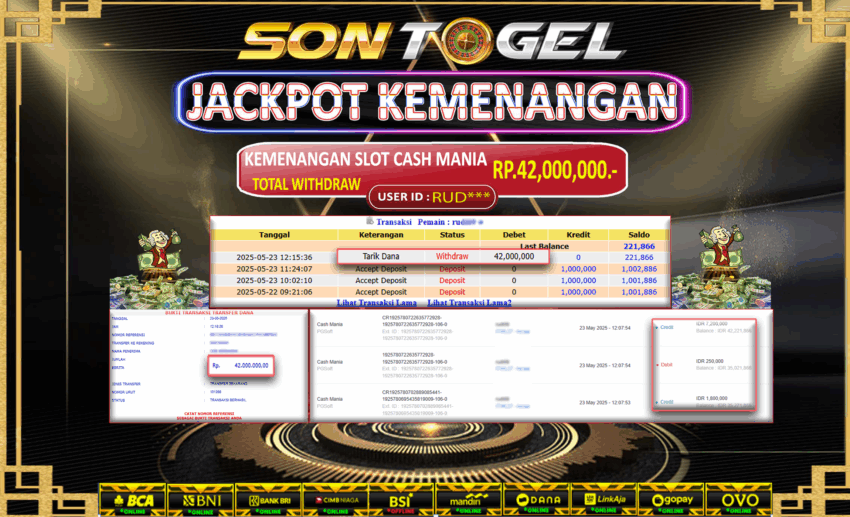 Bukti JP Sontogel kemenangan berapapun akan dibayarkan tuntas tanpa kekurangan sepersenpun langsung saja bermain disitus kami