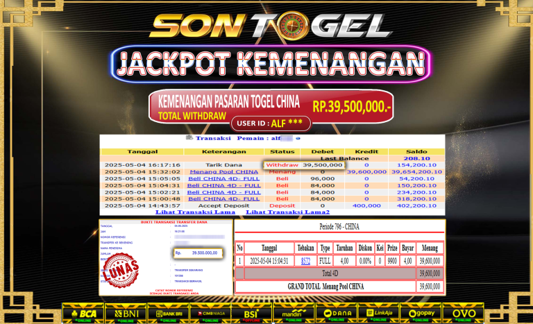 Bukti JP Sontogel kemenangan berapapun akan dibayarkan tuntas tanpa kekurangan sepersenpun langsung saja bermain disitus kami
