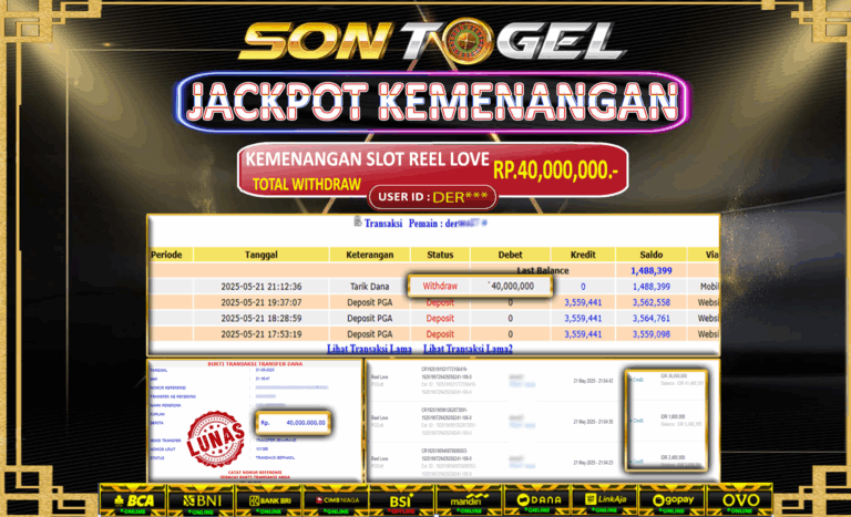 Bukti JP Sontogel kemenangan berapapun akan dibayarkan tuntas tanpa kekurangan sepersenpun langsung saja bermain disitus kami