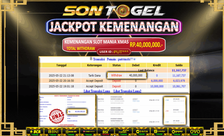 Bukti JP Sontogel kemenangan berapapun akan dibayarkan tuntas tanpa kekurangan sepersenpun langsung saja bermain disitus kami