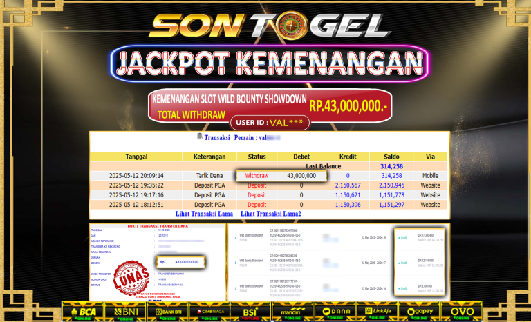Bukti JP Sontogel kemenangan berapapun akan dibayarkan tuntas tanpa kekurangan sepersenpun langsung saja bermain disitus kami