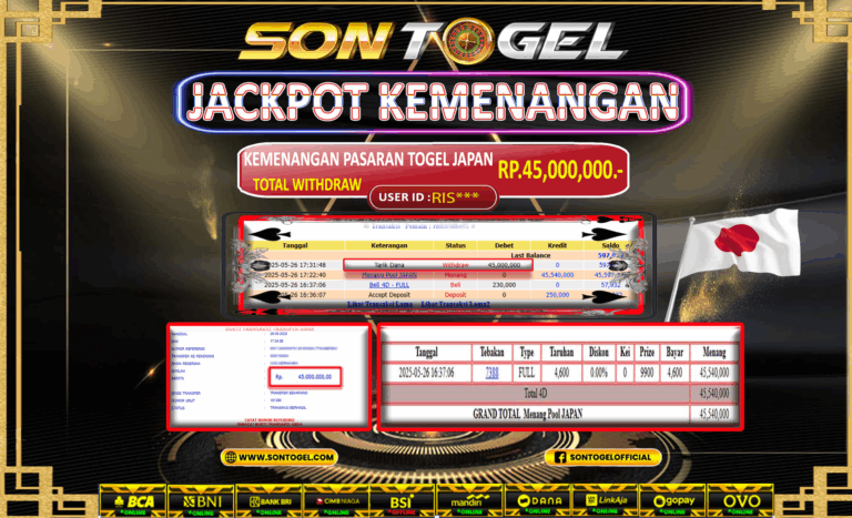 Bukti JP Sontogel kemenangan berapapun akan dibayarkan tuntas tanpa kekurangan sepersenpun langsung saja bermain disitus kami